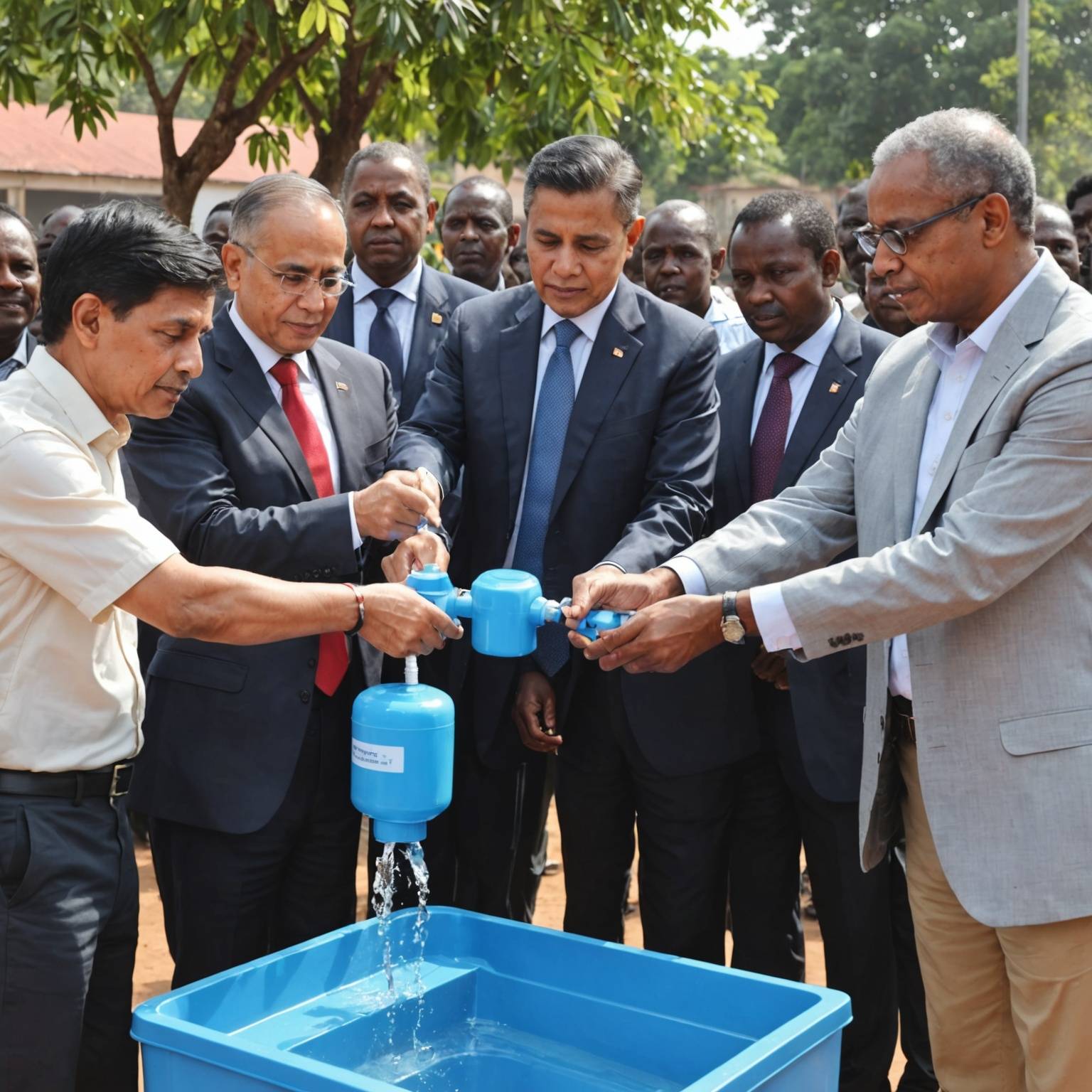 Inauguration de la borne de puisage d’eau monétique